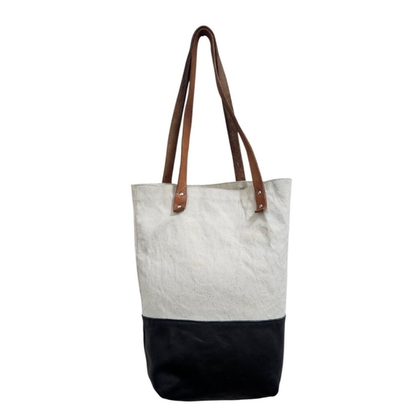 24b Fleabags Custom Flea Bag Leather And Canvas Tote Bag - Picture 2 of 14